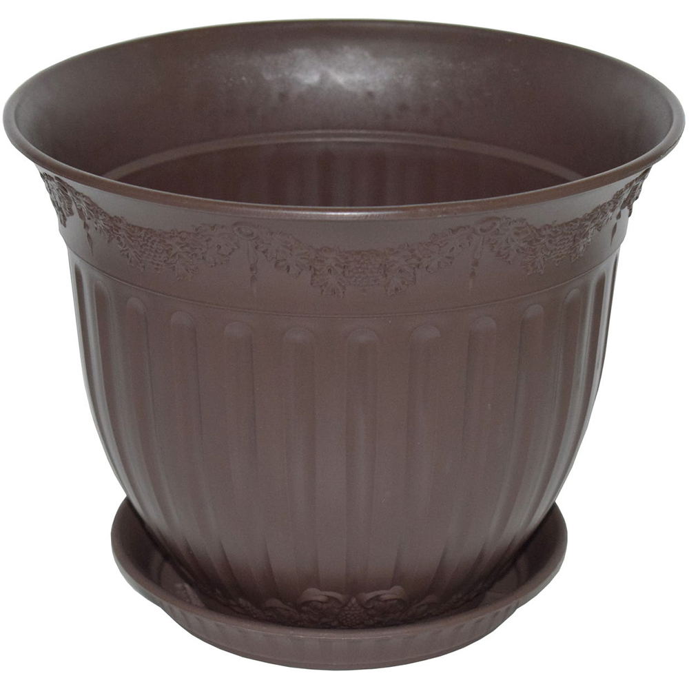 Set ghiveci cu farfurie rotund NAPOCHIM, polipropilena, 45 cm, bronz 