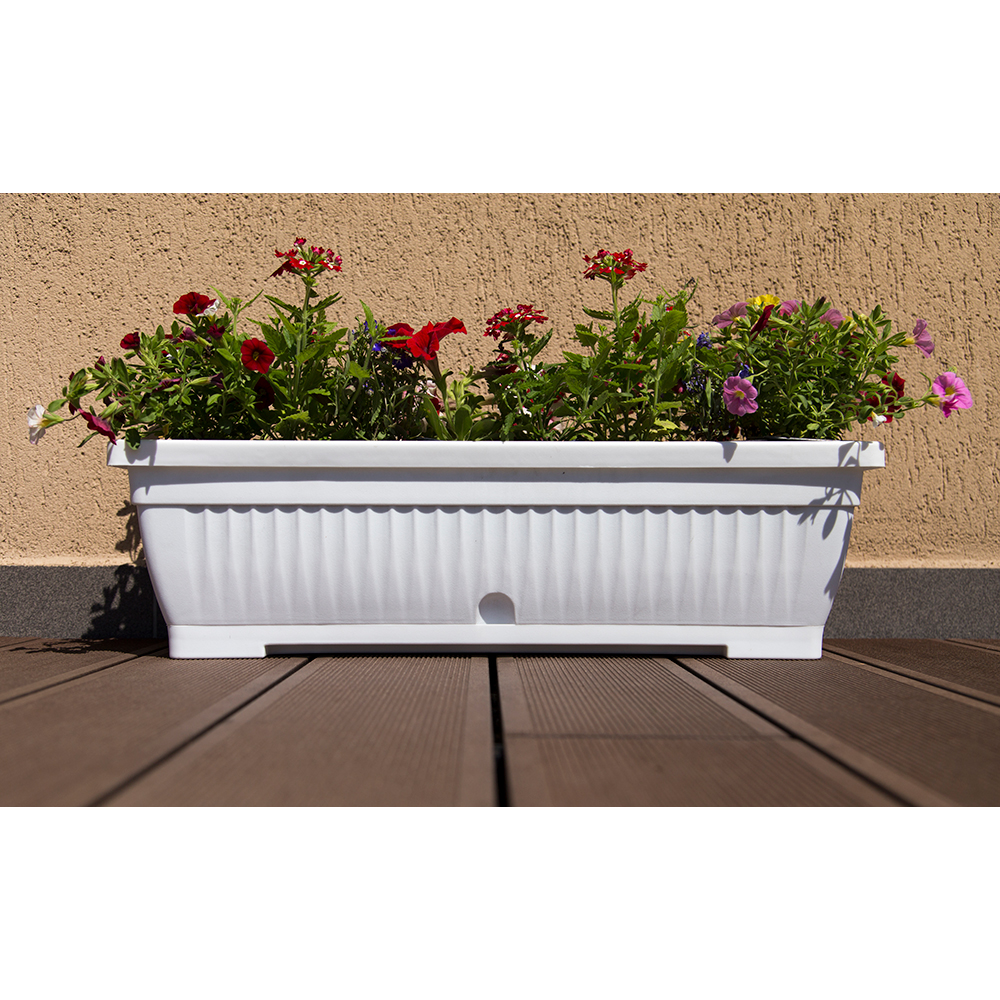 Jardiniera Verbena, plastic, 60 x 19.8 x 17.4 cm, alb