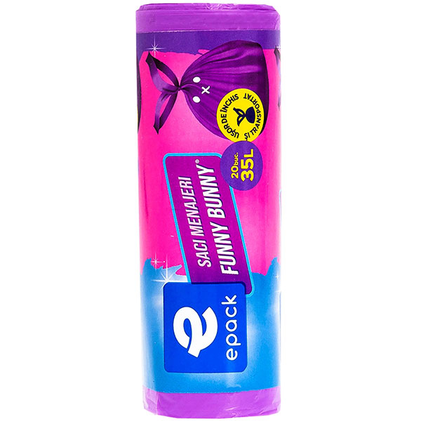 Saci menajeri EPACK Funny Bunny, 20 bucati, 35 l, mov