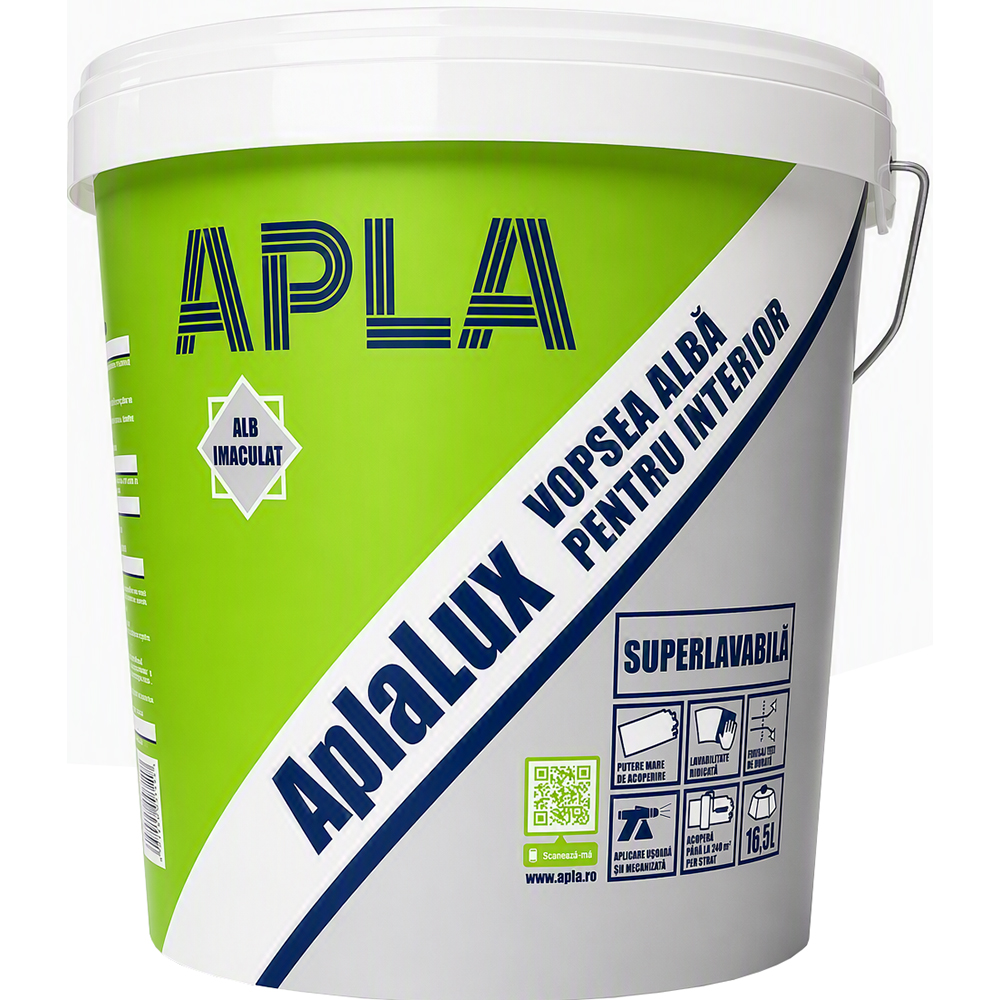 Vopsea superlavabila APLALUX, alb, 16.5L