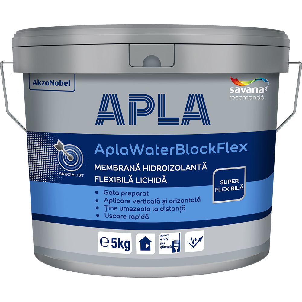 Membrana hidroizolanta flexibila monocomponenta APLA WaterBlockFlex, 5 Kg