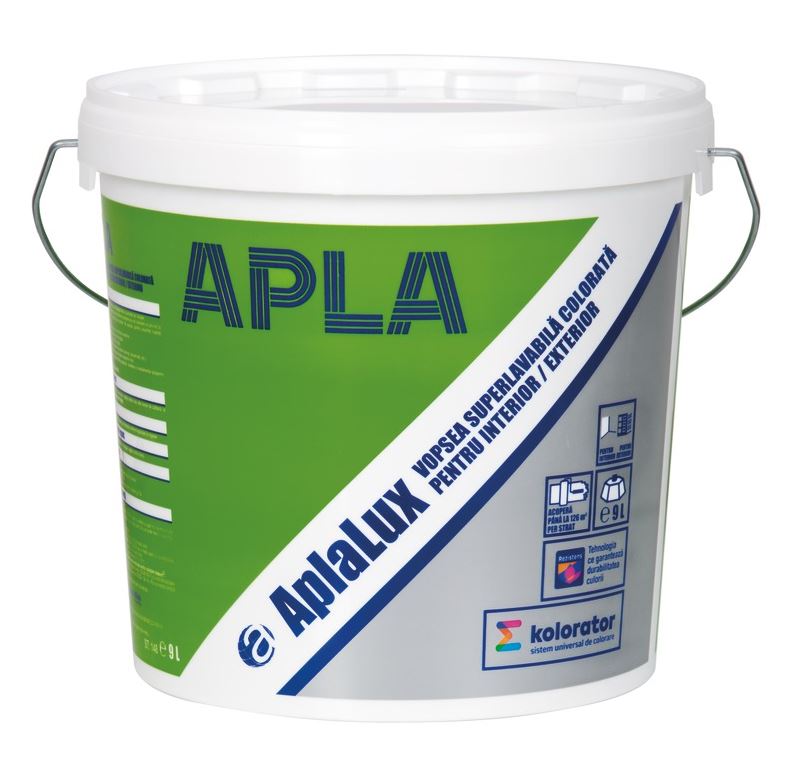 Vopsea superlavabila AplaLux, deschisa, 9 L, Interior/Exterior