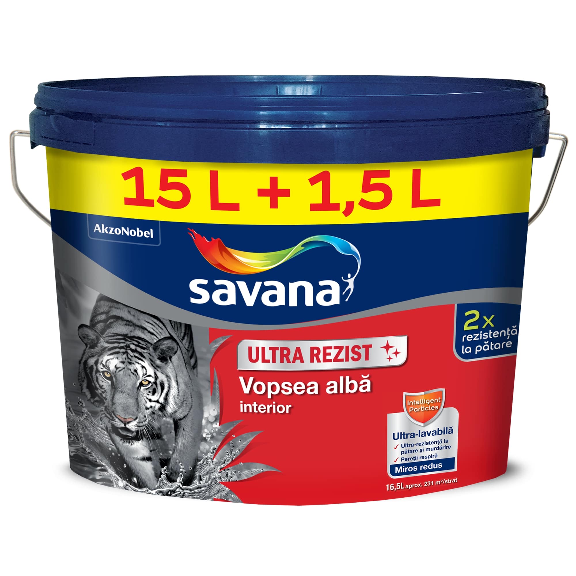 Vopsea lavabila, interior, alb, ultra rezist Savana, 15 + 1.5 L