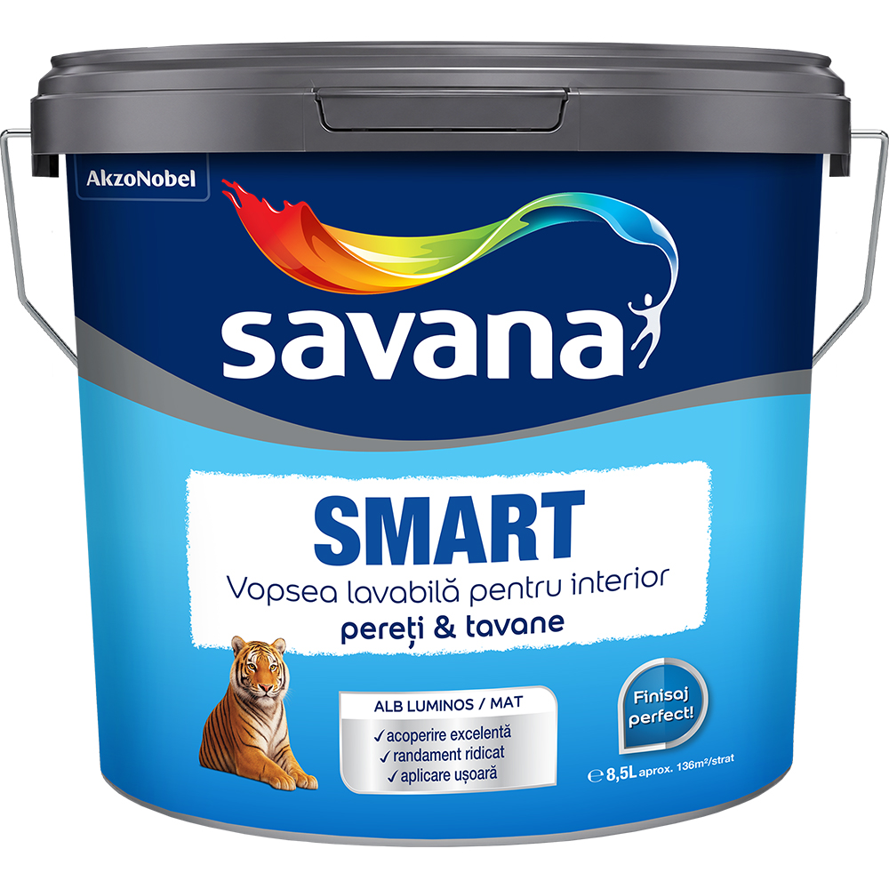 Vopsea lavabila interior SAVANA Smart, alb mat, 8.5l