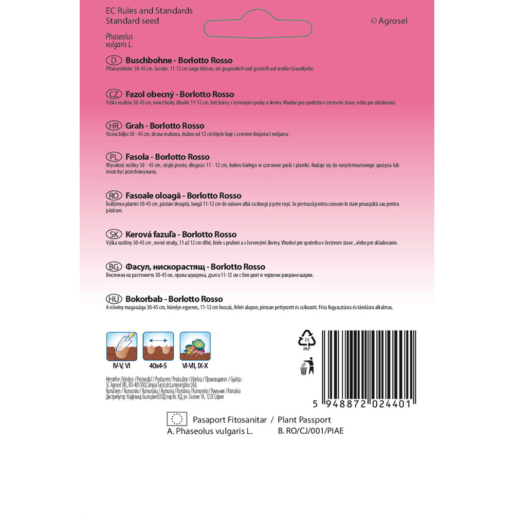 Fasole Borlotto Rosso SEMAS, 18 g
