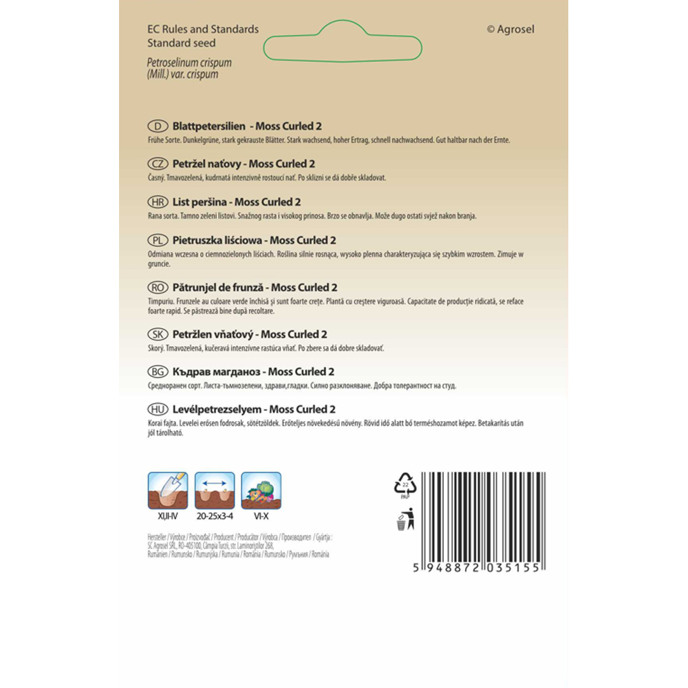 Patrunjel de Frunze Moss Curled 2 SEMAS, 4 g