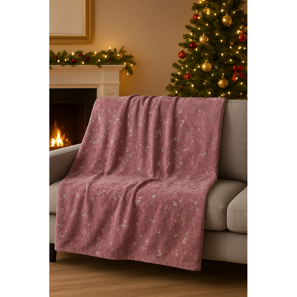Patura decorativa BELLA, 220 x 235 cm, poliester, roz