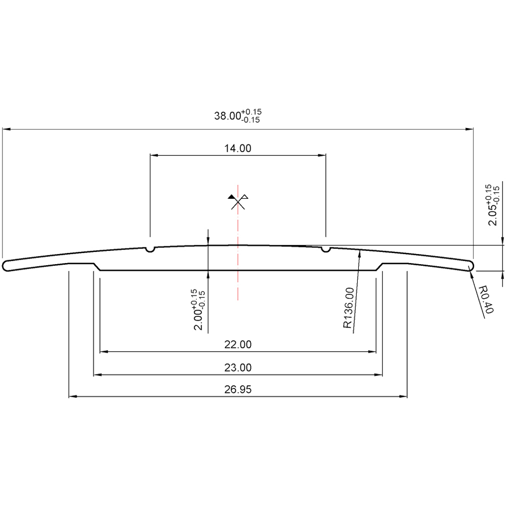 Profil trecere PM14048, aluminiu, 90 x 3.8 x 0.2 cm, negru