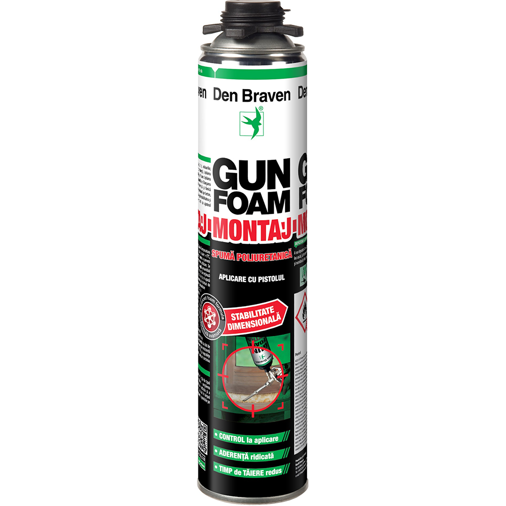 Spuma poliuretanica Den Braven Gun Foam Montaj, 750 ml