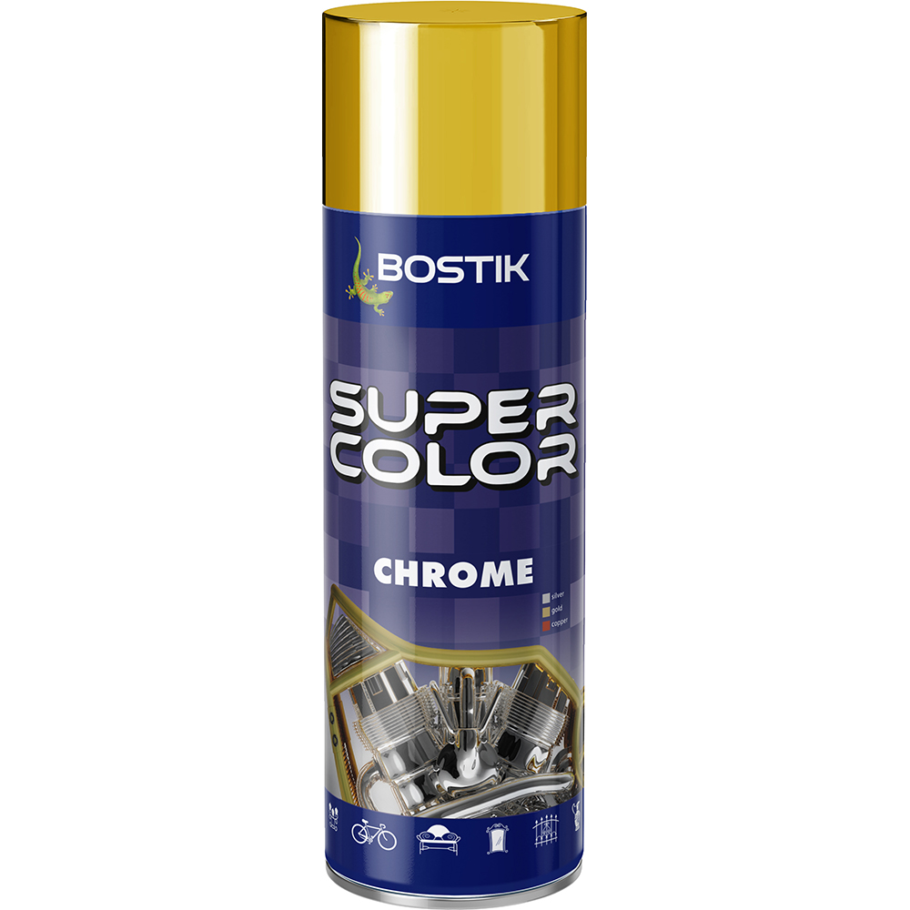 Vopsea spray cu efect crom Bostik Super Color, auriu, 400 ml