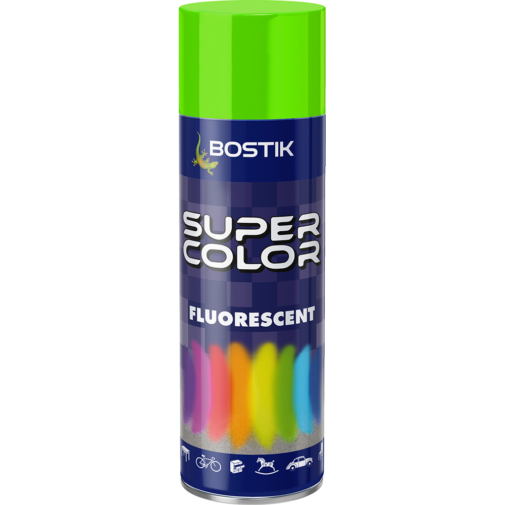 Vopsea spray fluorescenta Bostik Super Color, verde, 400 ml