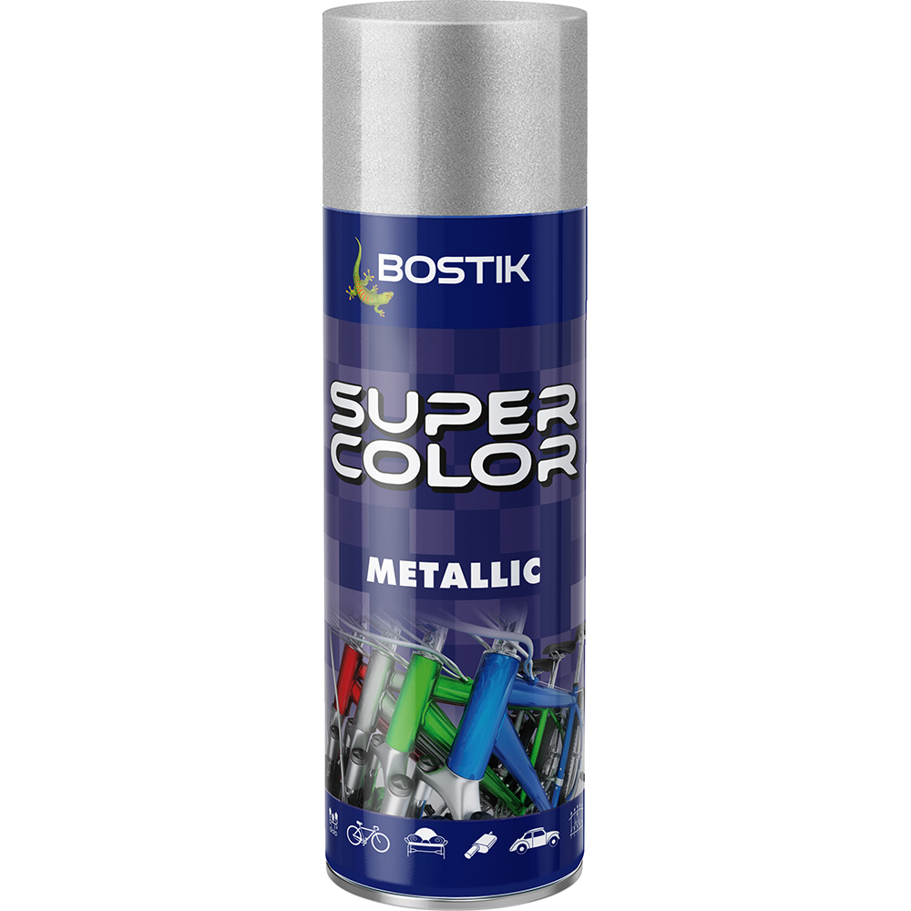 Email spray cu efect metalic Bostik Super color, inox, 400 ml