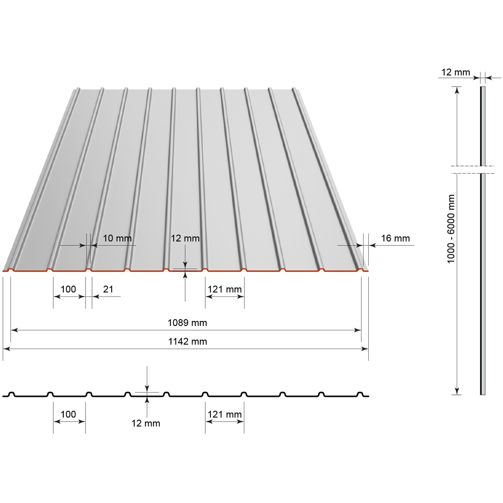 Tabla cutata H12 SMART, 0.4 mm, 2 x 1.142 m, maro, RAL 8017 Mat Smart
