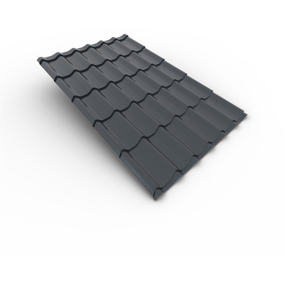 Tigla metalica Smart, gri lucios (RAL 7016), 0.4 mm, 185 x 120 cm, 2.22 mp