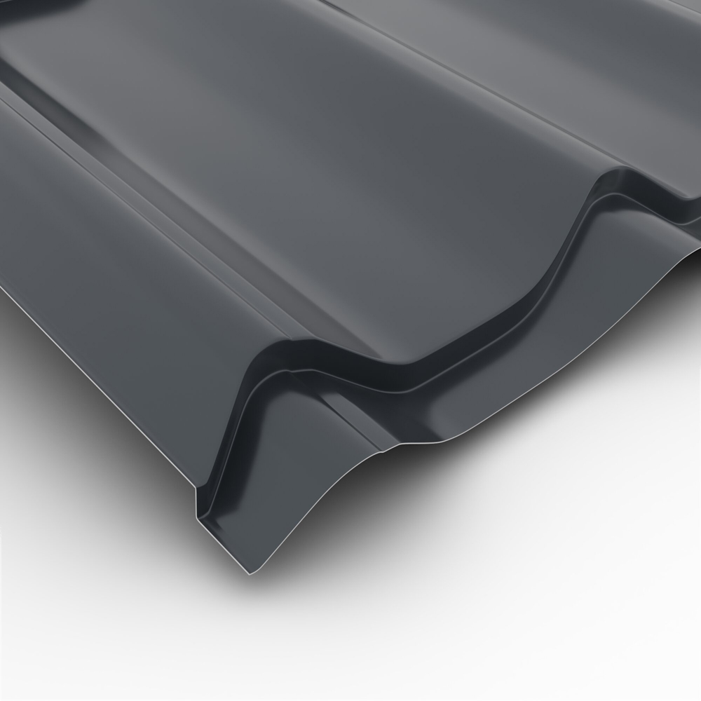 Tigla metalica Smart, gri clasic lucios (RAL 7016), 0.4 mm, 220 x 120 cm, 2.64 mp