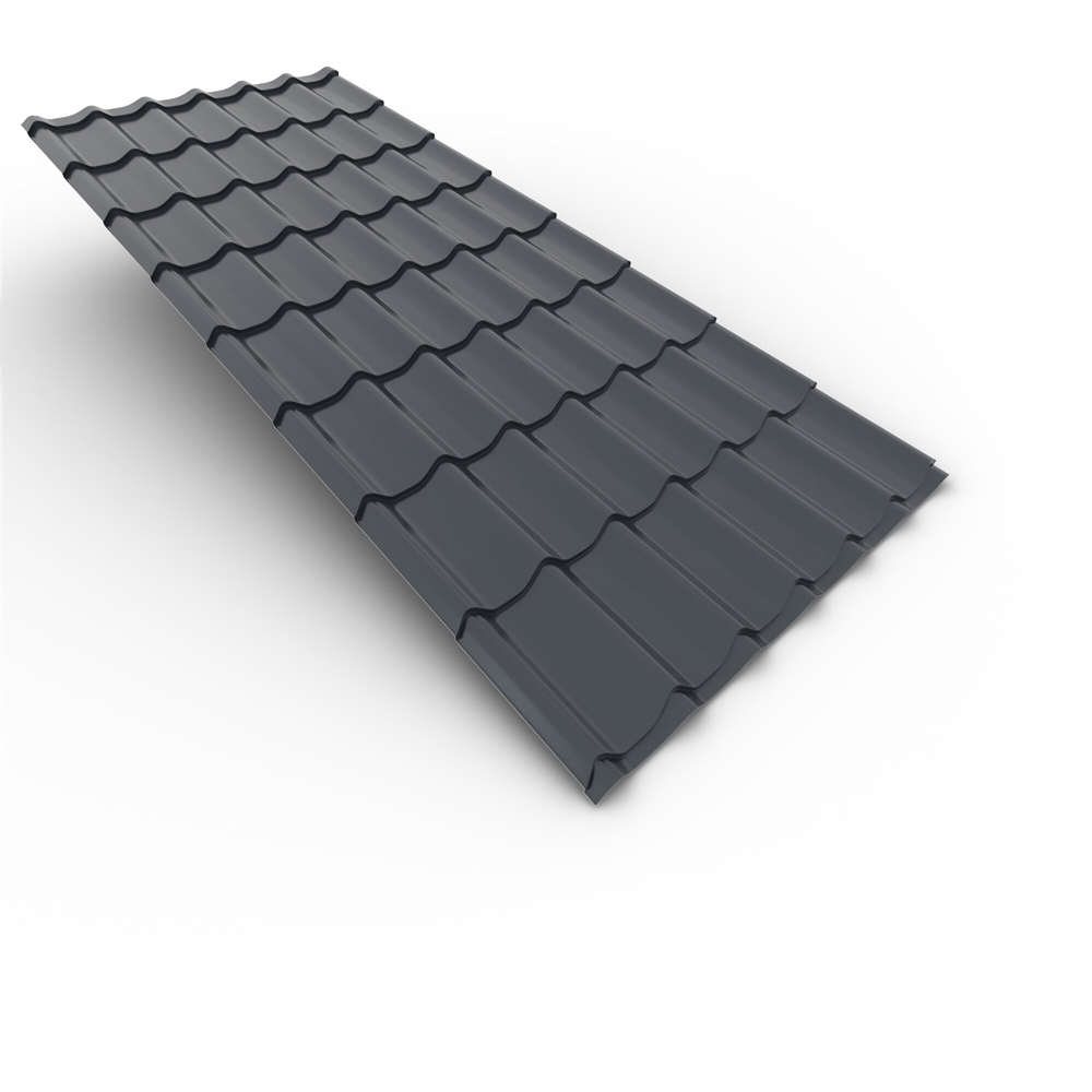 Tigla metalica Smart, gri lucios (RAL 7016), 0.4 mm, 290 x 120 cm, 3.48 mp