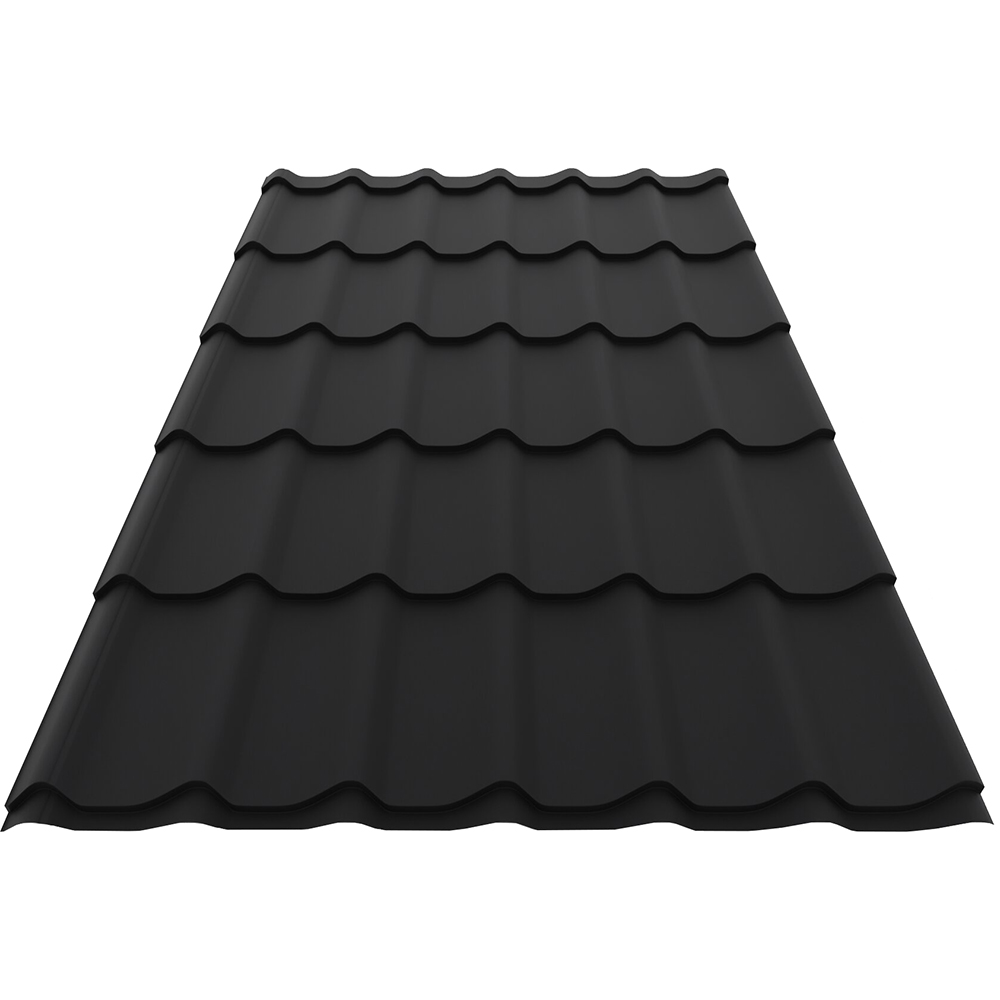Tigla metalica Smart, gri mat (RAL 9005), 0.4 mm, 220 x 120 cm