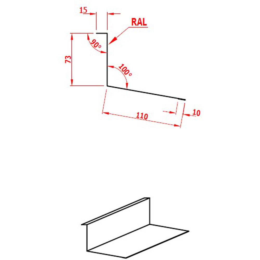 Cornier calcan RAL 7016 SMART, 208 mm x 0.4 mm, 2 m, gri