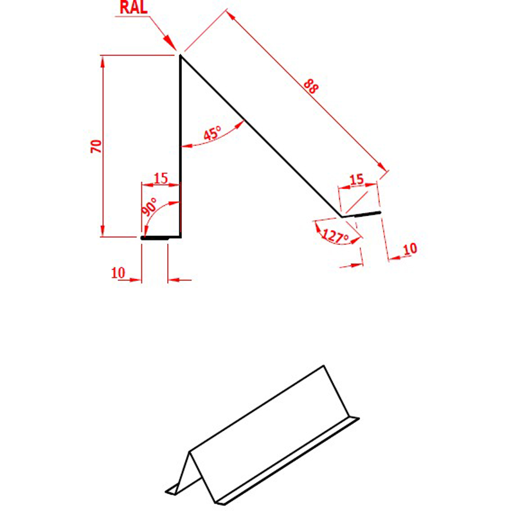 Opritor zapada SMART, 200 x 20.8 cm, grosime 0.4 mm, RAL 9005, negru