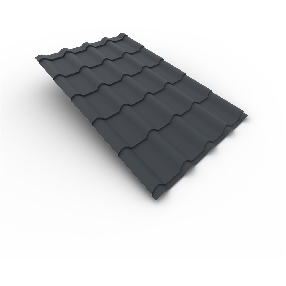 Tigla metalica Smart, gri mat (RAL 7016), 0.5 mm, 189 x 118.5 cm, 2.24 mp