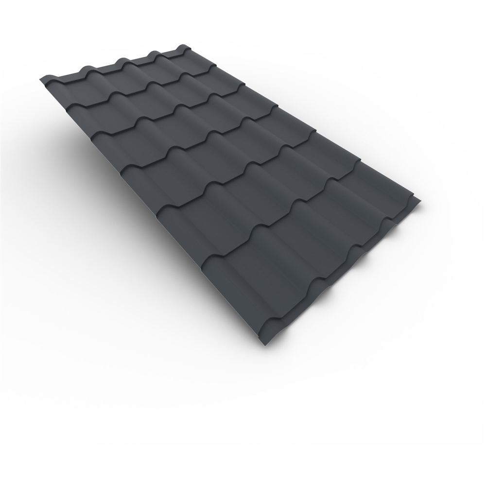 Tigla metalica Smart Mediteran, gri mat (RAL 7016), 0.5 mm, 224 x 118.5 cm, 2.65 mp