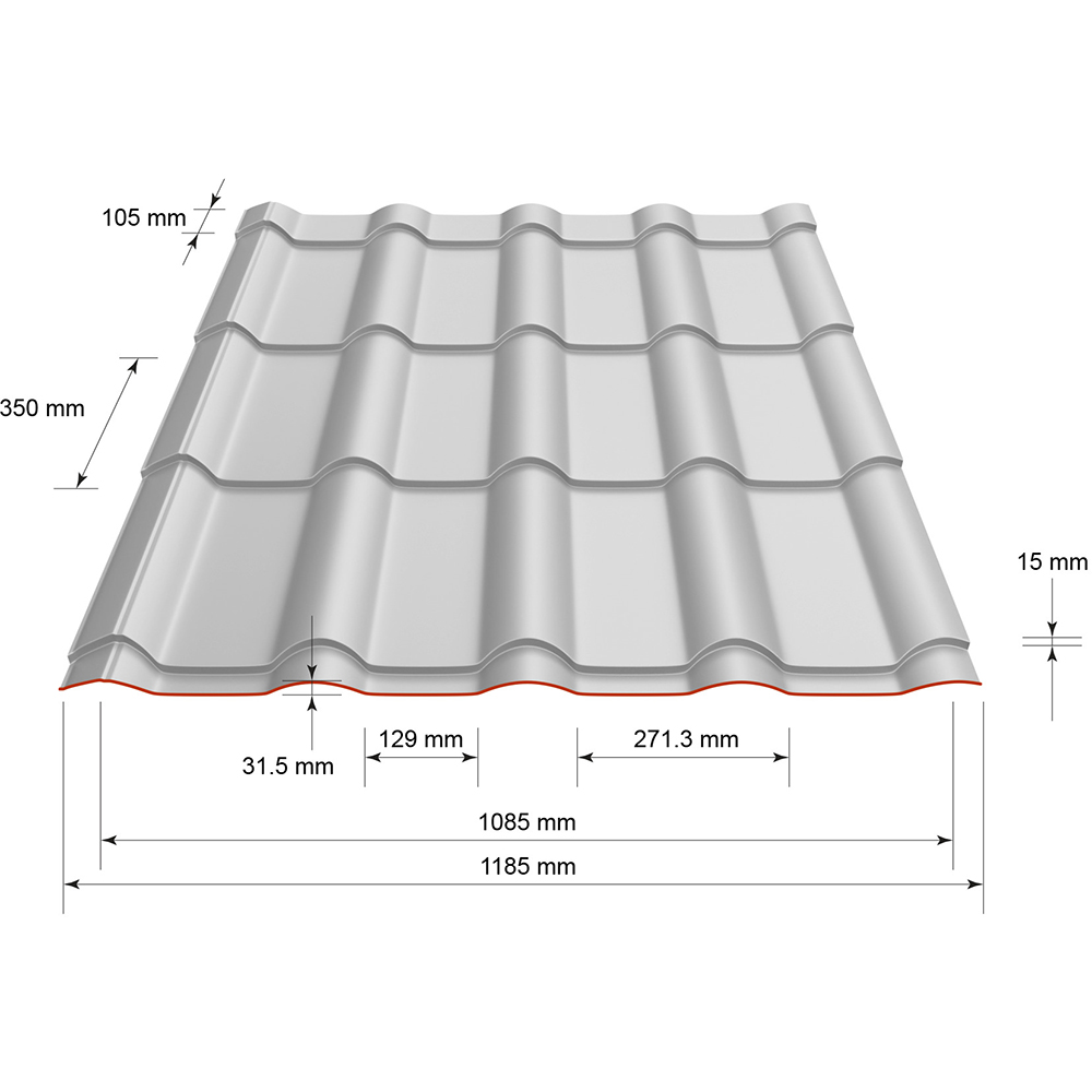 Tigla metalica Smart Mediteran, gri mat (RAL 7016), 0.5 mm