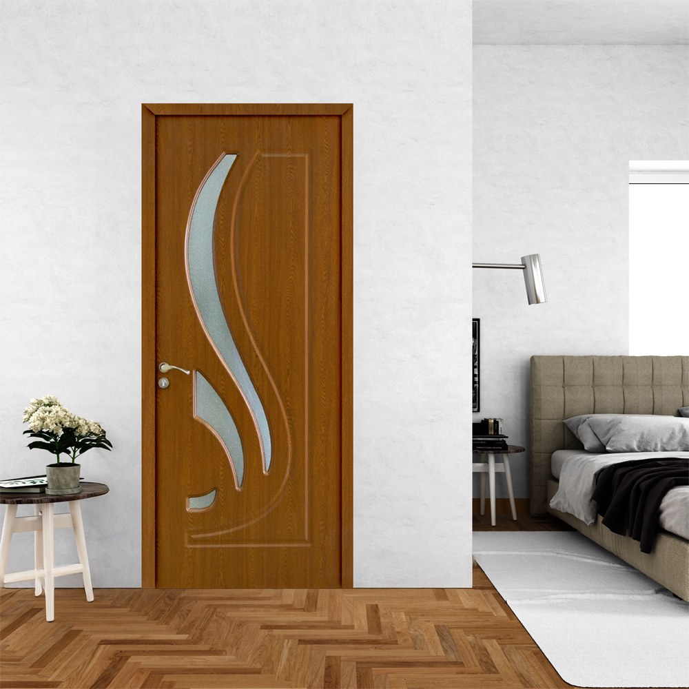 Usa interior OP154, cu geam, reversibila, MDF, 60 x 204 cm, stejar