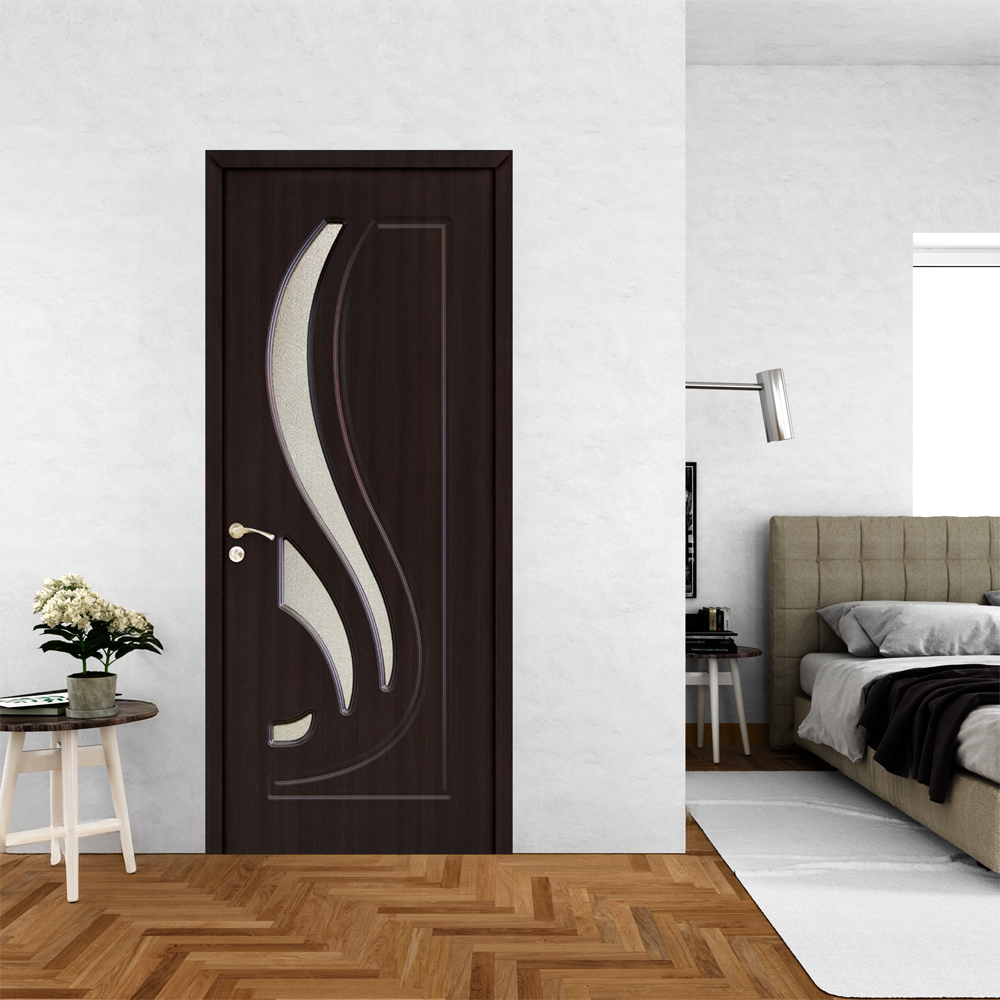 Usa interior OP154, cu geam, reversibila, MDF, 70 x 204 cm, wenge