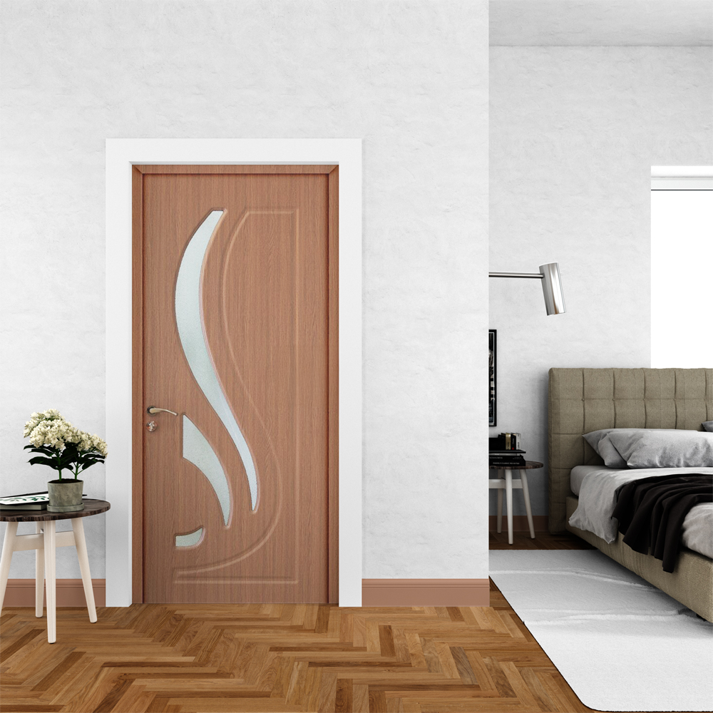 Usa interior OP154, cu geam, reversibila, MDF, 70 x 204 cm, stejar
