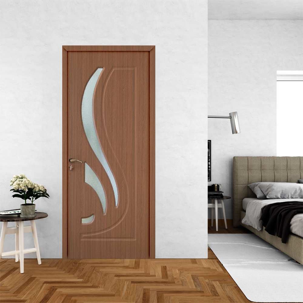 Usa interior OP154, cu geam, reversibila, MDF, 70 x 204 cm, stejar