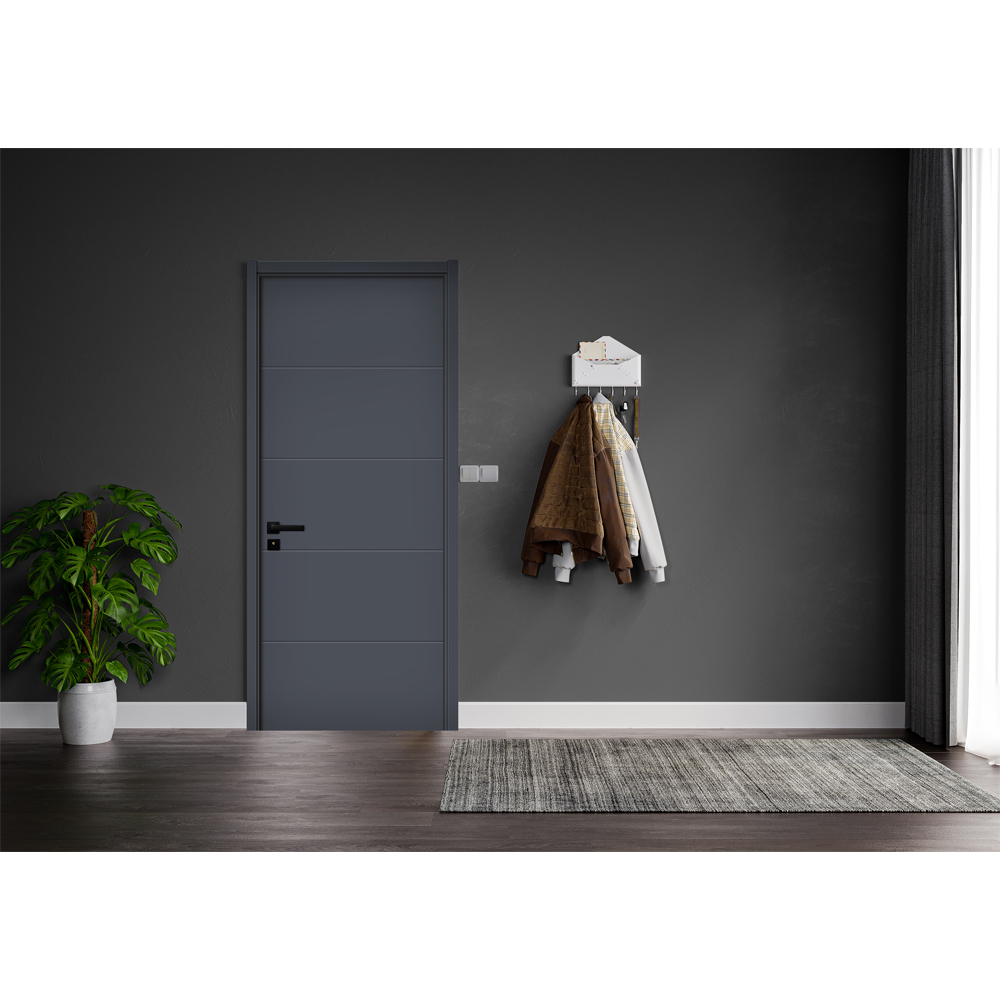 Usa interior KM512, fara geam, reversibila, MDF, 80 x 204 cm, antracit