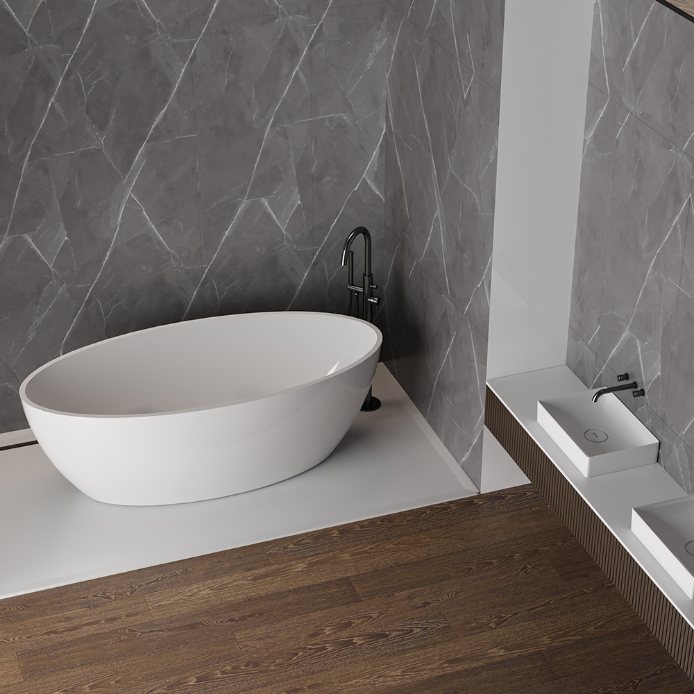 Cada baie freestanding Bella Sidney BSM-220, acril, 170 x 80 x 58 cm, alb