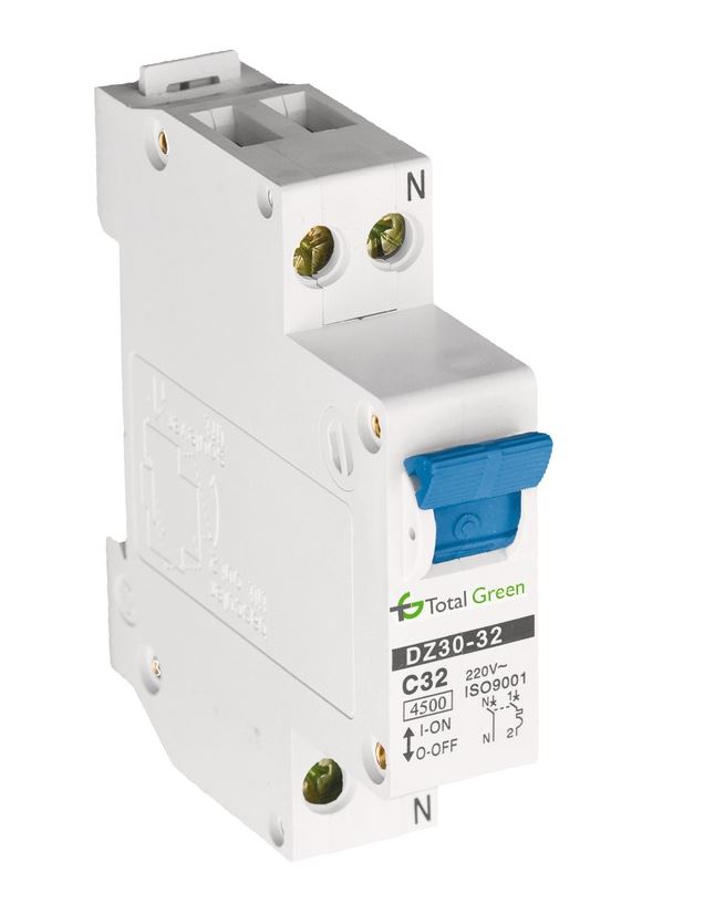 Disjunctor electric faza + nul 20 A, 5 kA, 220 - 240 V, 50 - 60 Hz Total Green