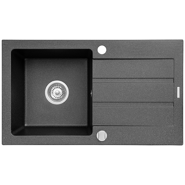 Pachet chiuveta PYRAMIS Econom, 1 cuva, picurator reversibil, compozit granit + baterie, negru