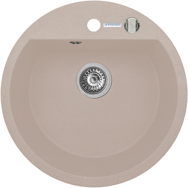 Pachet chiuveta PYRAMIS Round Elegant, compozit granit + baterie, bej
