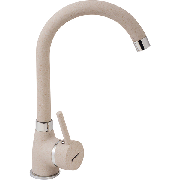 Pachet chiuveta PYRAMIS Round Elegant, compozit granit + baterie, bej