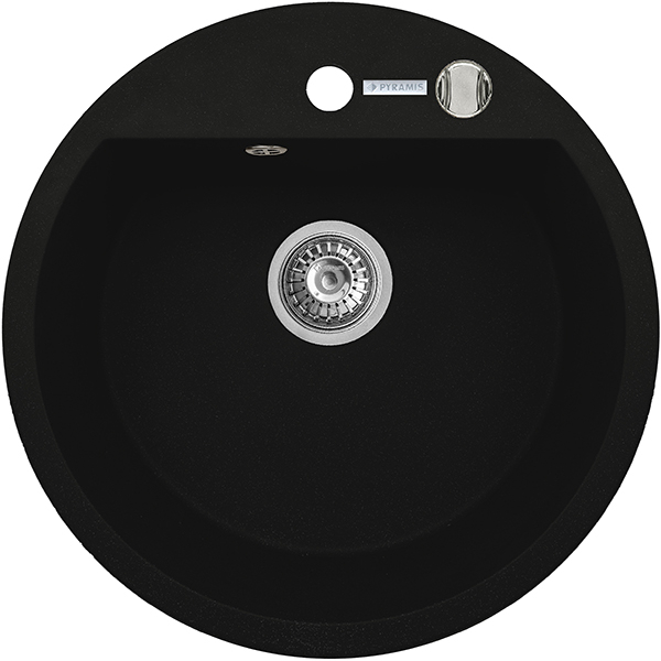 Pachet chiuveta PYRAMIS Round Elegant, compozit granit + baterie, negru