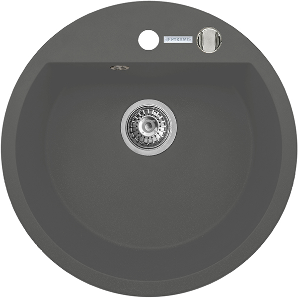 Pachet chiuveta PYRAMIS Round Elegant, compozit granit + baterie, gri