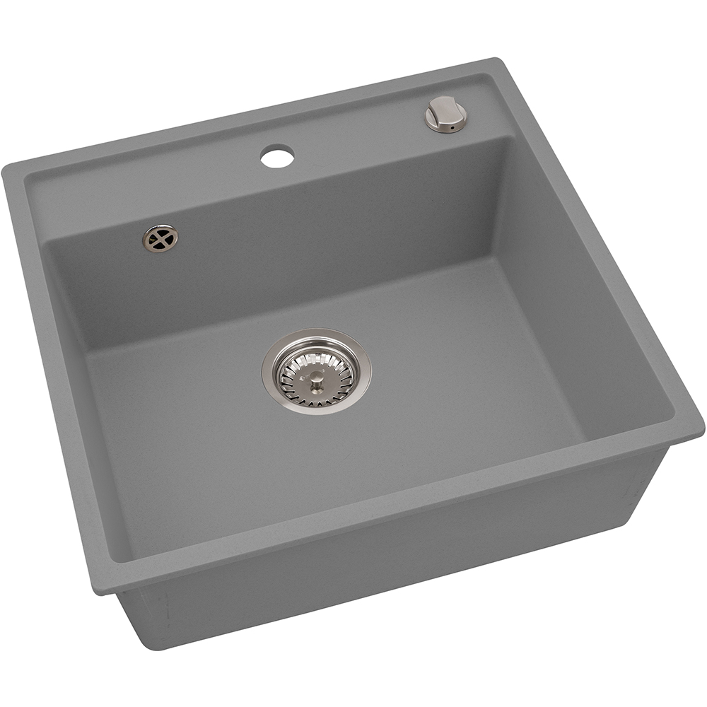 Pachet chiuveta PYRAMIS Pyrsoft Magico Square, compozit granit + baterie, gri