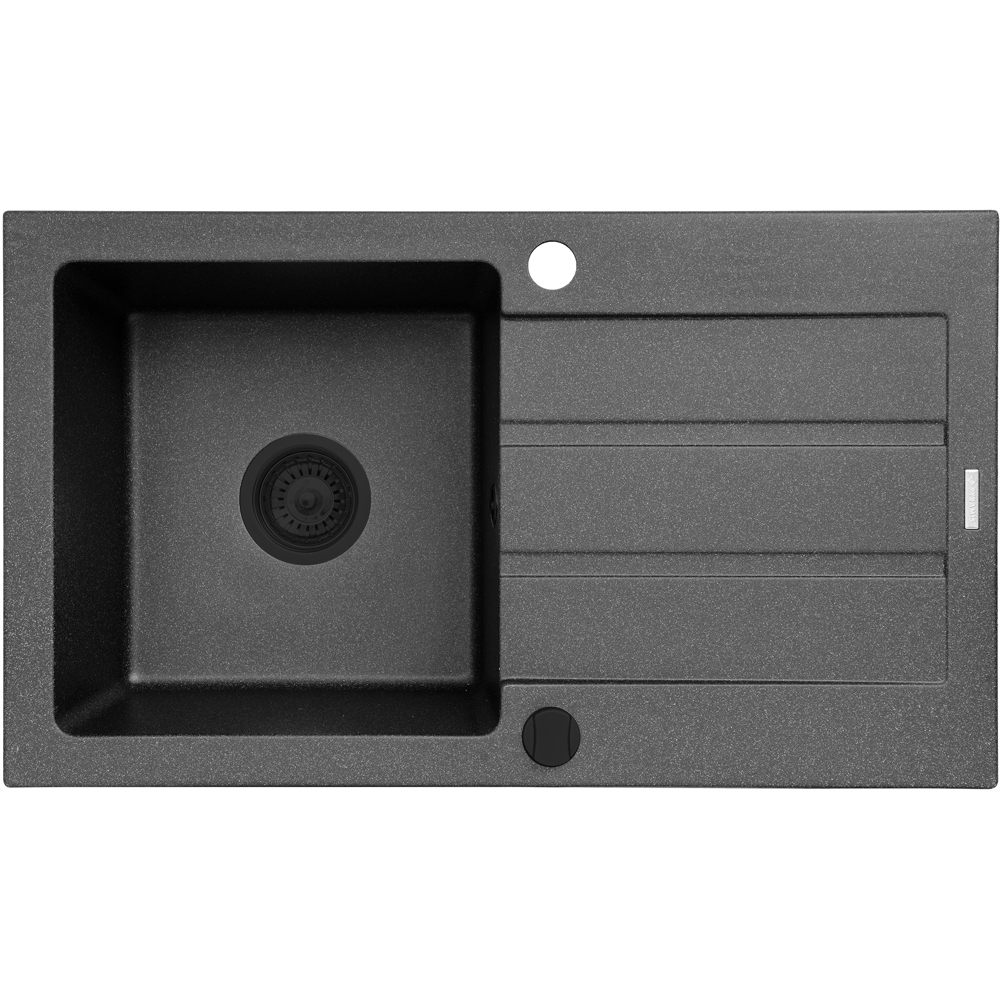 Pachet chiuveta PYRAMIS Complete 76, 1 cuva, picurator reversibil, compozit granit + baterie, negru