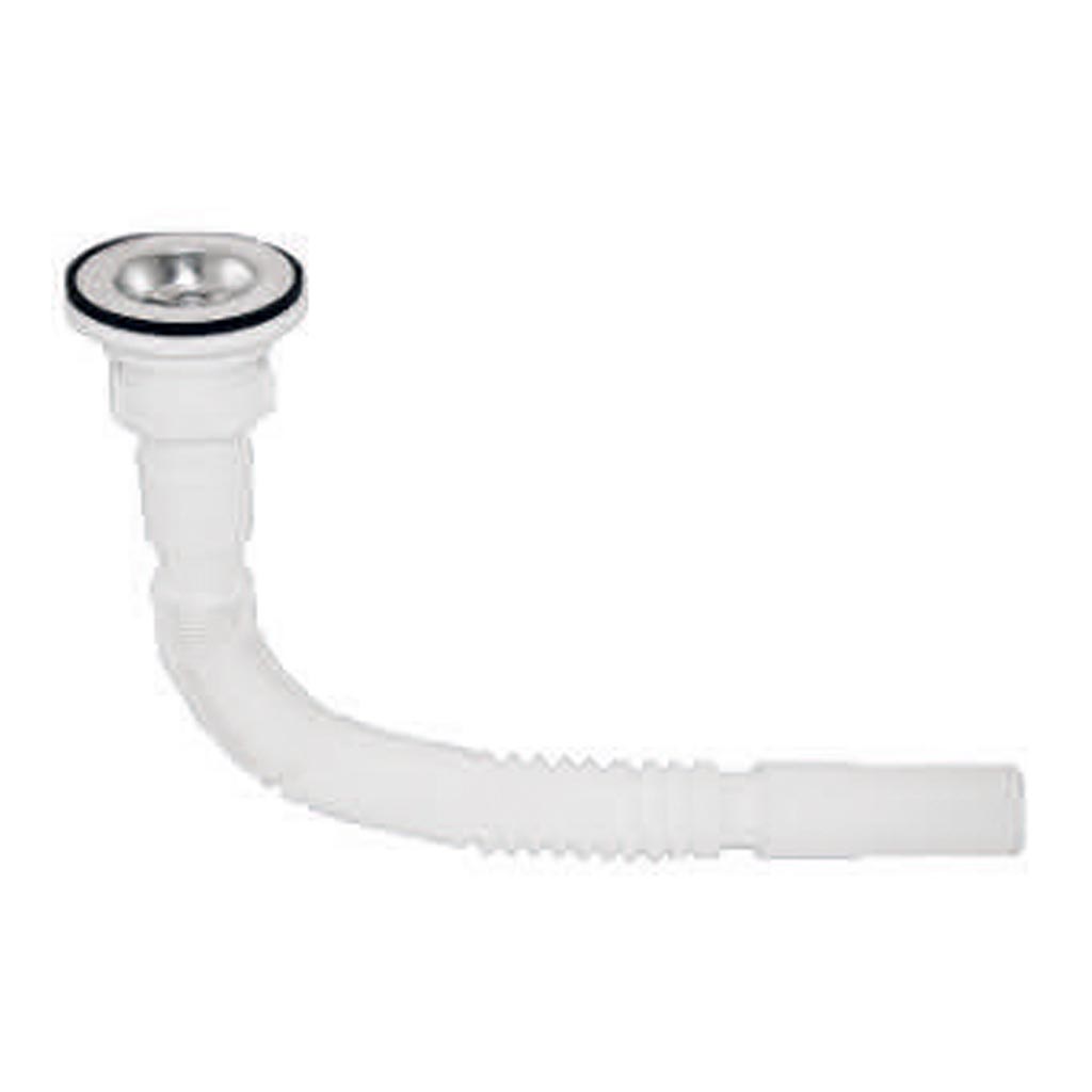 Sifon chiuveta extensibil si flexibil, plastic, 32 mm, alb