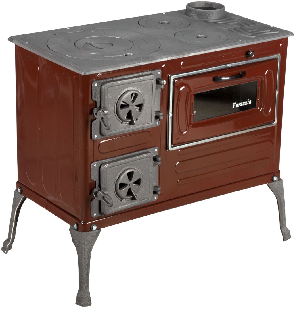Soba cu plita de gatit pe lemne tip dreapta Fantazia, 6.4 kW, 80 x 43.7 x 75 cm, maro