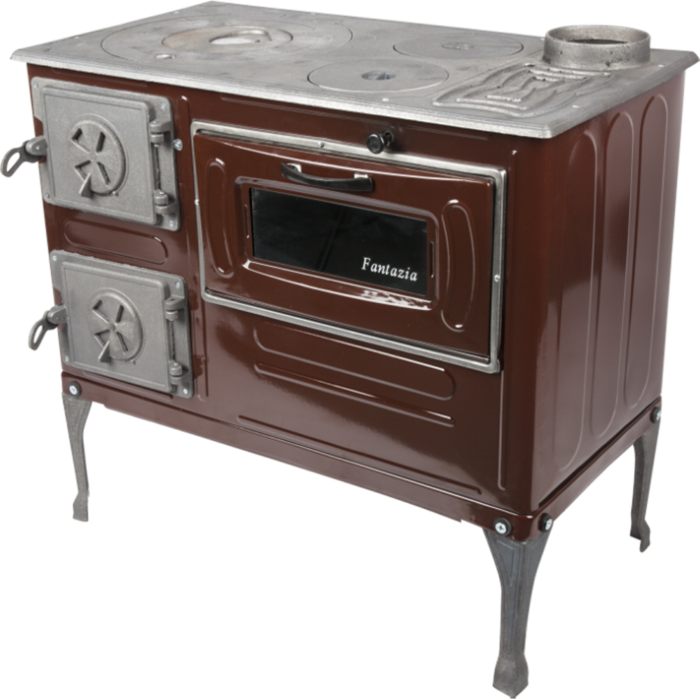 Soba cu plita de gatit pe lemne tip dreapta Fantazia, 6.4 kW, 80 x 43.7 x 75 cm, maro
