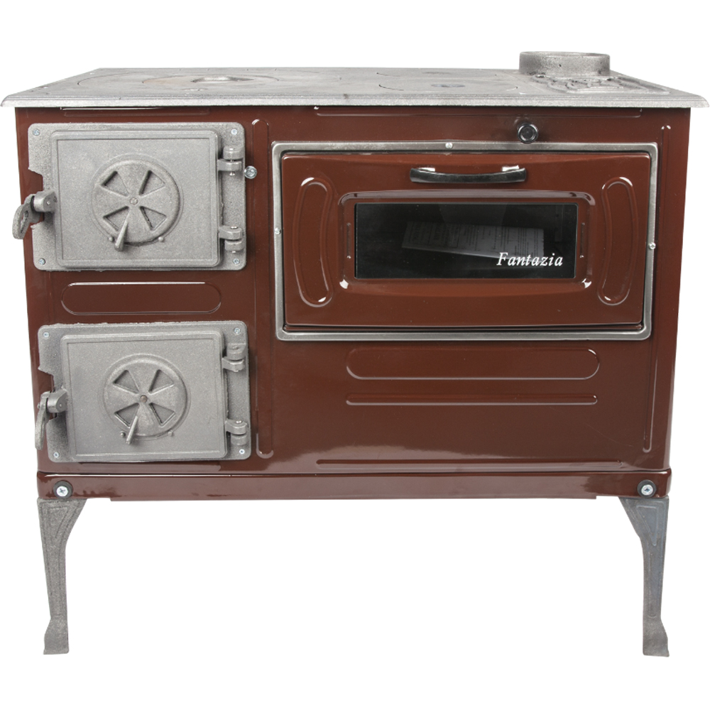 Soba cu plita de gatit pe lemne tip dreapta Fantazia, 6.4 kW, 80 x 43.7 x 75 cm, maro