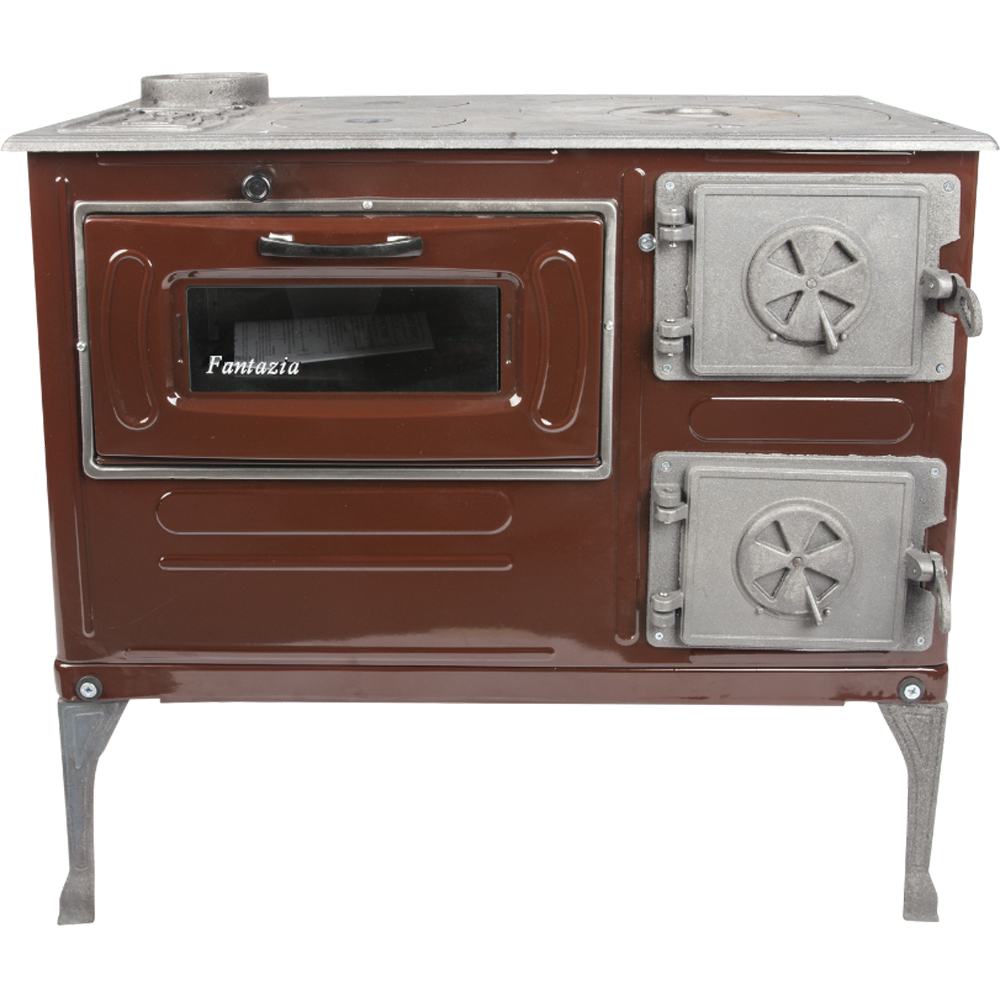 Soba cu plita de gatit pe lemne Honest, 6.4 kW, 80 x 75 x 43.7 cm, maro