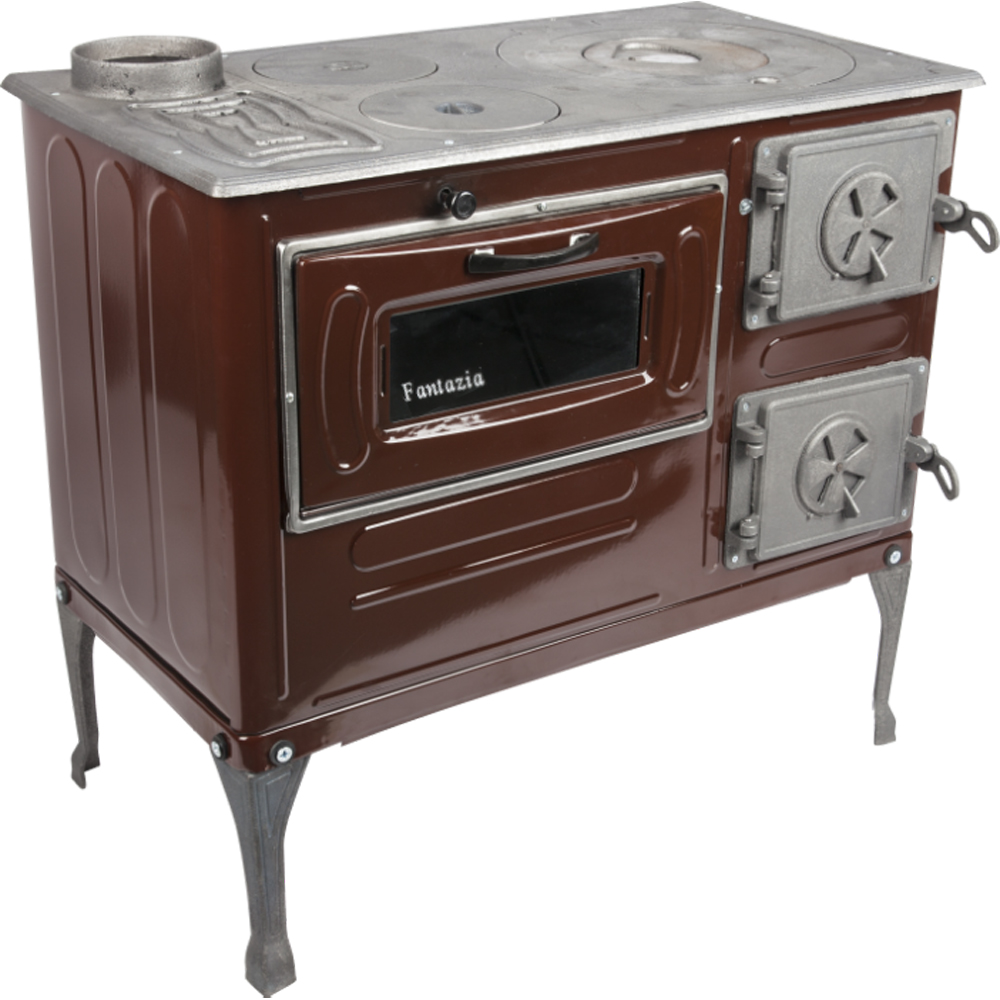 Soba cu plita de gatit pe lemne Honest, 6.4 kW, 80 x 75 x 43.7 cm, maro
