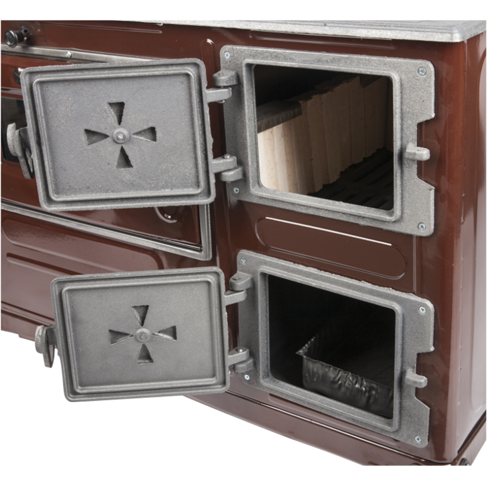 Soba cu plita de gatit pe lemne Honest, 6.4 kW, 80 x 75 x 43.7 cm, maro