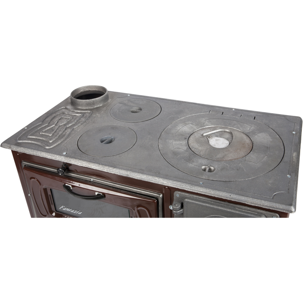 Soba cu plita de gatit pe lemne Honest, 6.4 kW, 80 x 75 x 43.7 cm, maro