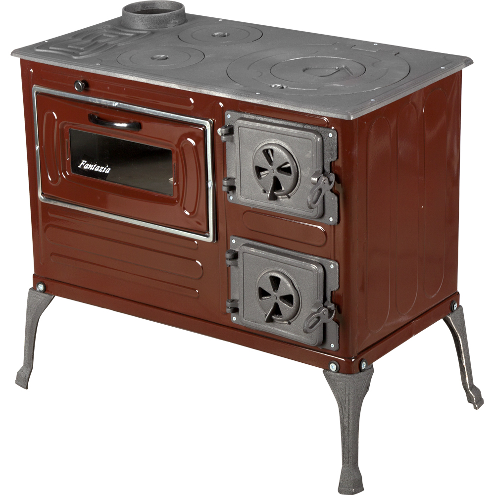Soba cu plita de gatit pe lemne Honest, 6.4 kW, 80 x 75 x 43.7 cm, maro