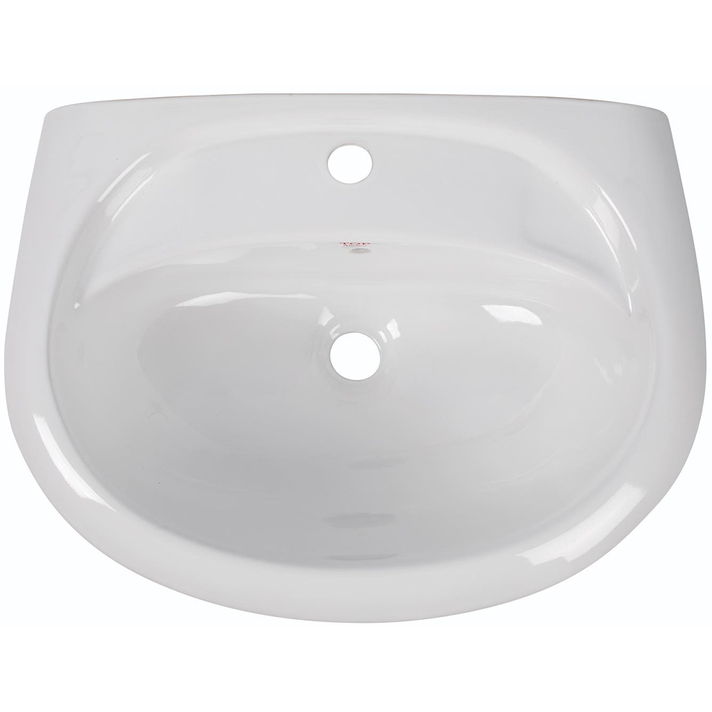 Lavoar baie si piedestal ceramica, alb lucios, montare pe perete, 56 cm